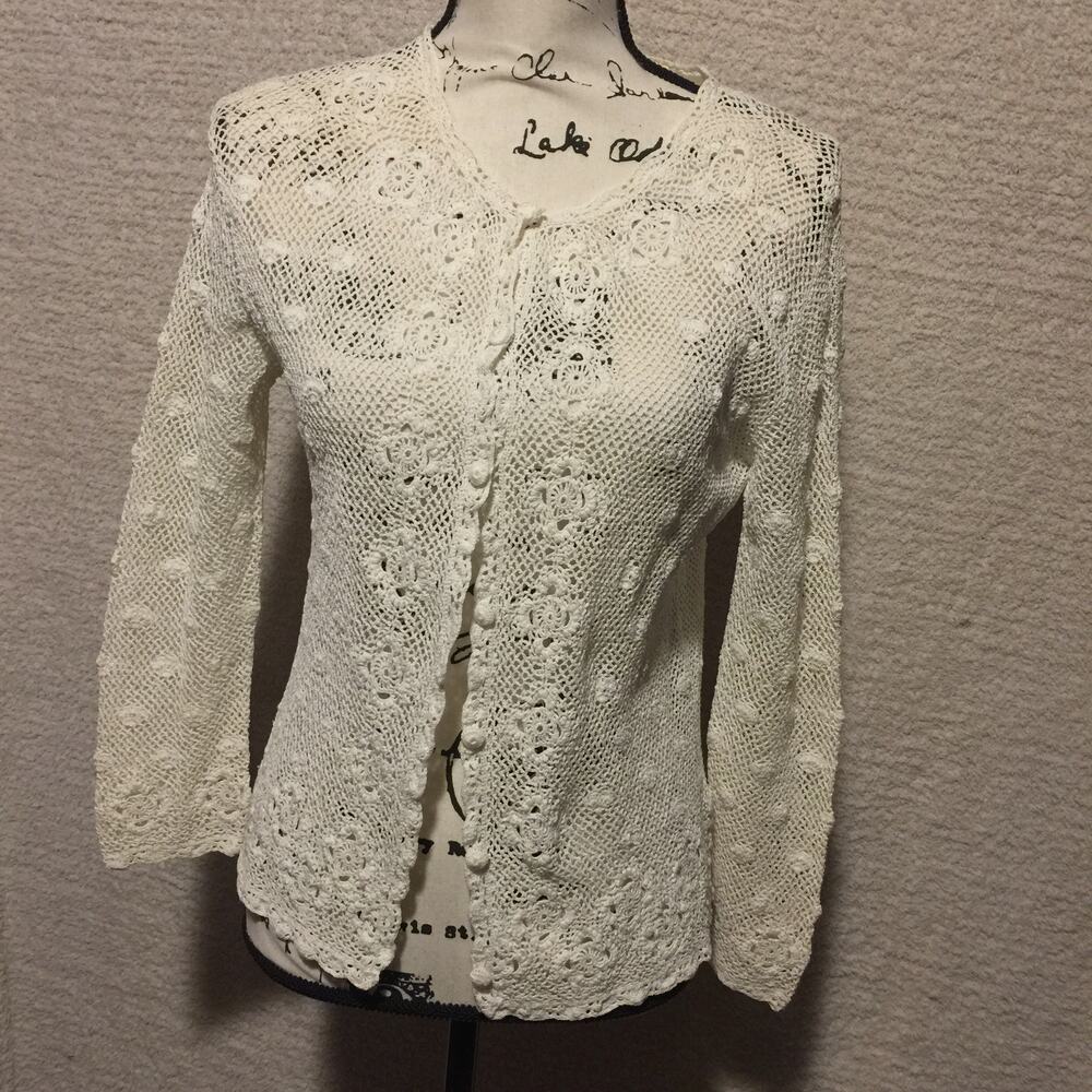 Vintage Ivory Handmade Crocheted cotton sweater Shanghai China